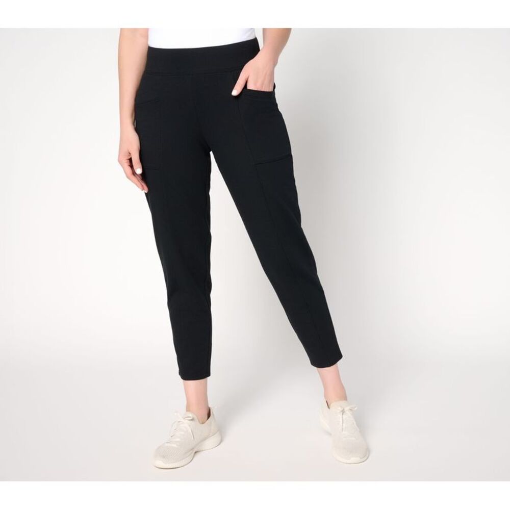 SUNNYLiFE Women's Petite Pants P2XS Denim & Co. Active French Terry Black